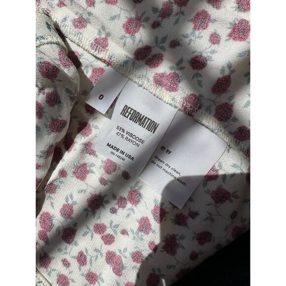 Reformation Ivory Floral Print Round Neck Cap Sleeve Open Back Maxi Dress 0 - Picture 12 of 16